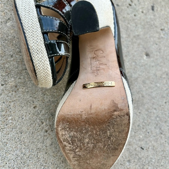 Cole Haan Collection NikeAir Black peeped toe tan heels Size 6.5 B - Picture 6 of 7